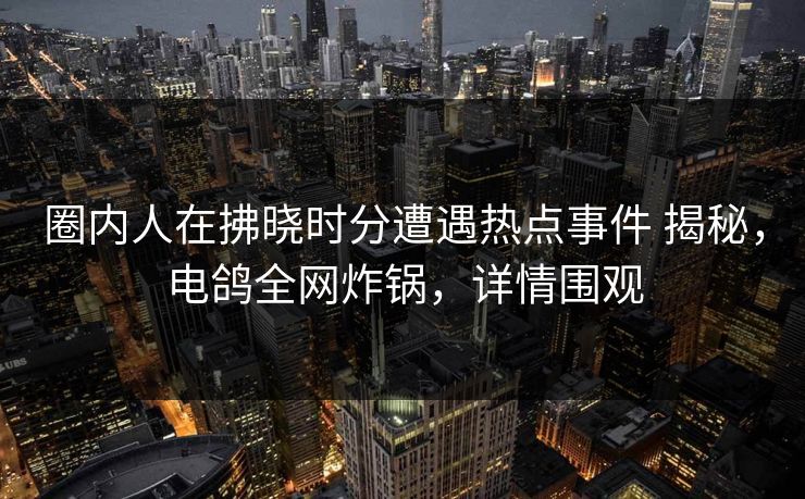 圈内人在拂晓时分遭遇热点事件 揭秘,电鸽全网炸锅,详情围观 圈内人在拂晓时分遭遇热点事件 揭秘,电鸽全网炸锅,详情围观