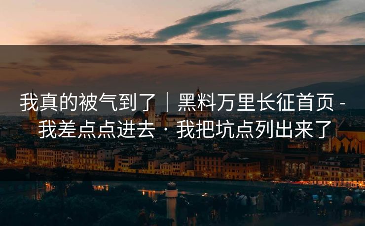 我真的被气到了｜黑料万里长征首页 - 我差点点进去 · 我把坑点列出来了